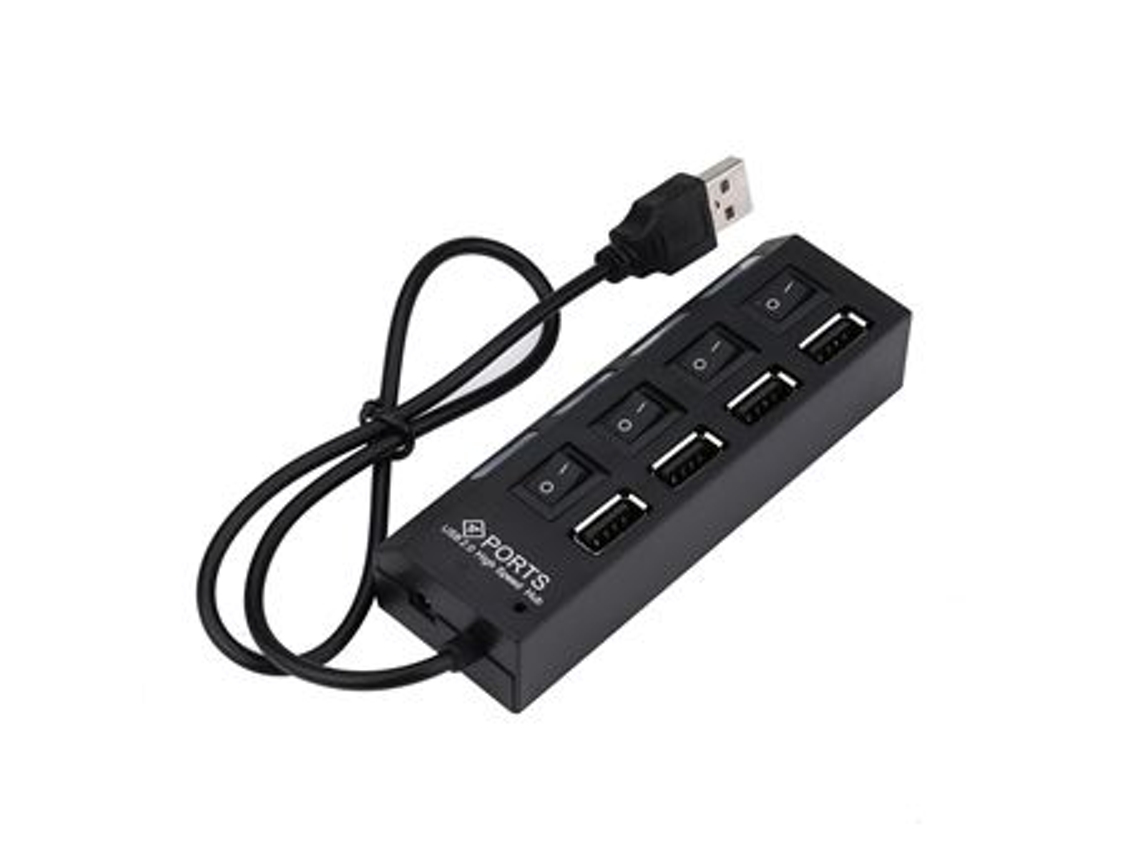 Hub Usb 2.0 Com 4 Portas E Boto On/off ? Preto | Orysin