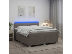 Vidaxl Cama Box Spring Com Colchão E Led Cinzento-acastanhado Tecido