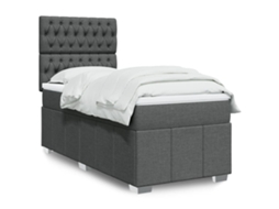 Vidaxl Cama Com Molas/colchão 100x200 Cm Tecido Cinza-escuro