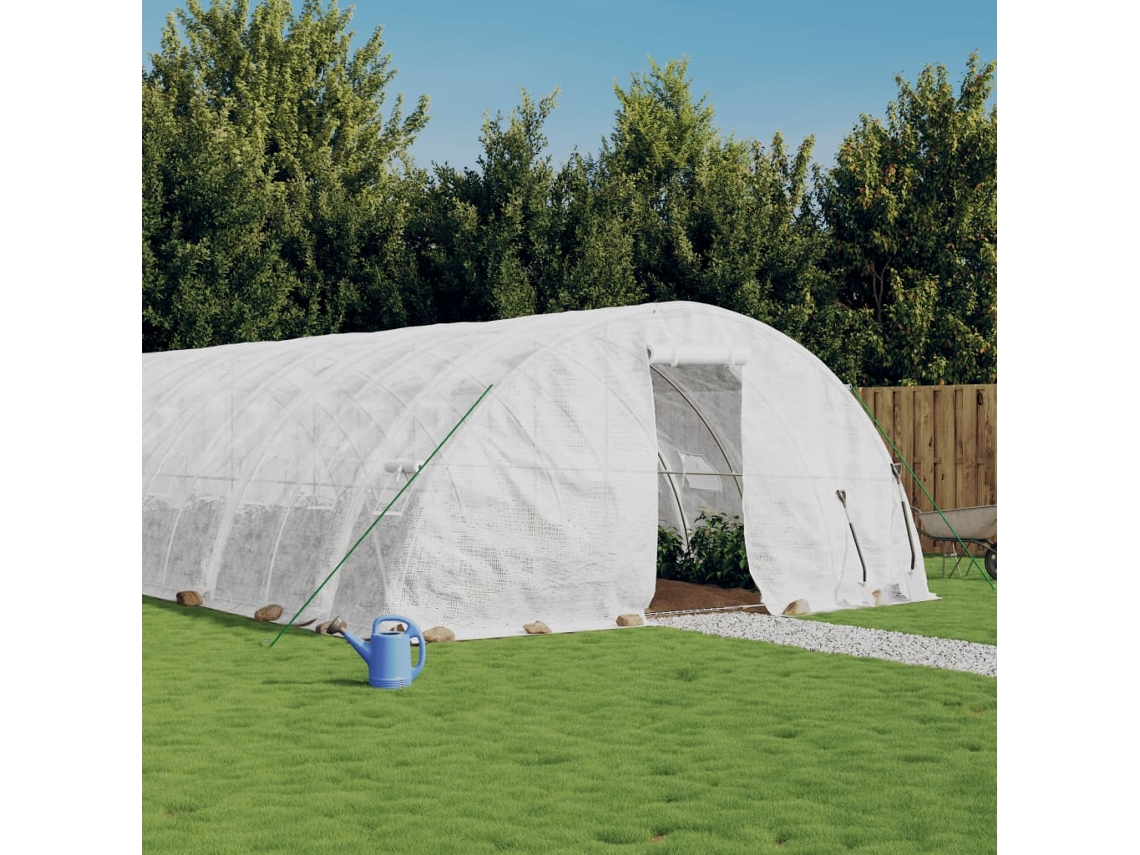 Vidaxl Estufa Com Estrutura De Aço 30 M² 6x5x2,3 M Branco