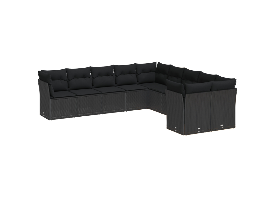 Conjunto 13 Conjunto De Sofá De Jardim Vidaxl Preto Vime Pe (100 X 100 X 71 Cm)