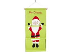 Saco de Armazenamento de 3 Bolsos para Porta Pendurada Organizador de Armário Decoração para Quarto Decoração de Natal Papai Noel