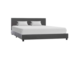 Estrutura De Cama 160x200 Cm Couro Artificial Cinzento