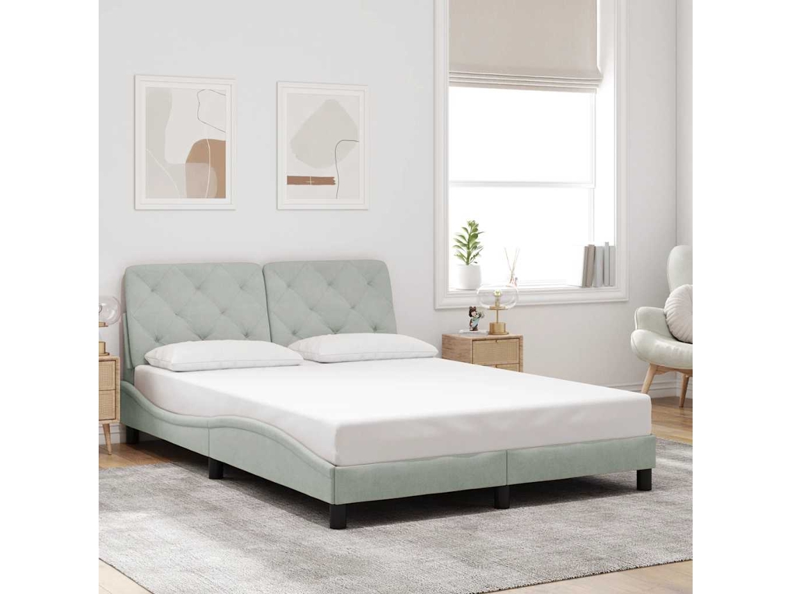 Vidaxl Estrutura De Cama Sem Colchão 140x200 Cm Veludo Cinzento-claro