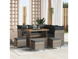 Vidaxl Conjunto De Sofá De Jardim Com Almofada 9 Pcs Cinzeto