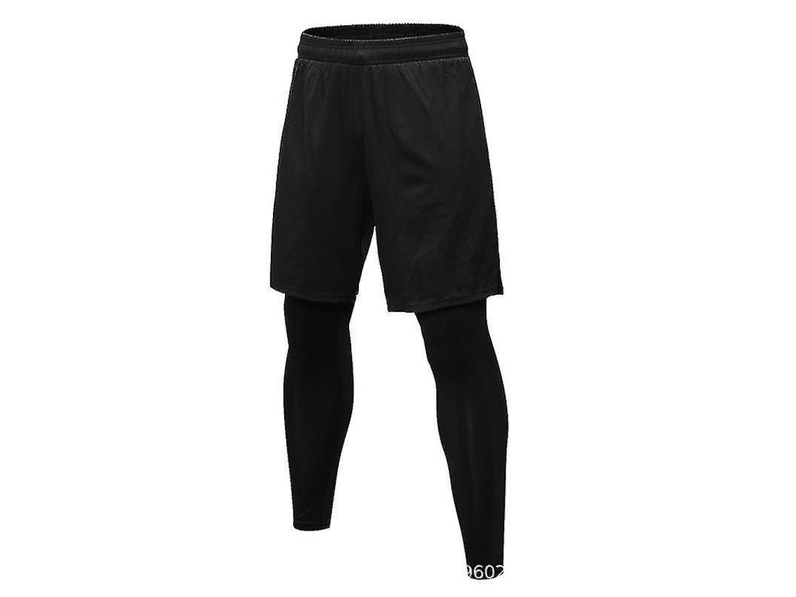 Calça legging masculina 2 em 1 estilo agasalho esportivo, modelo 2026, para corrida, com secagem rápida.