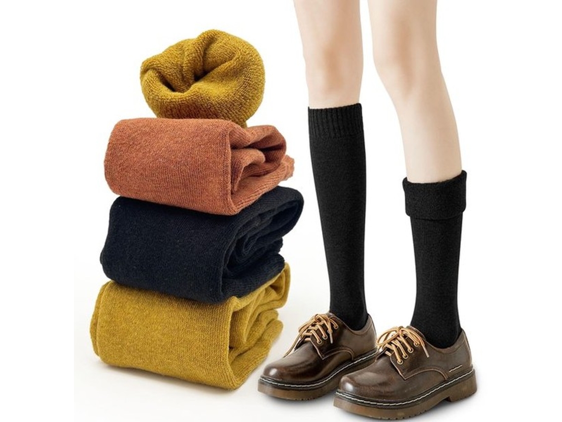 Escolha Segura - Meias De Pernas Altas 3 Pares - Meias De Pernas Altas - Meias De Pernas Quentes - Feminino - Material Suave E Respirável - Tamanho 35