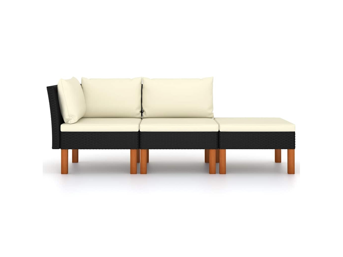 Maison Exclusive - 3 Pcs Conj. Lounge Jardim Vime Pe E Madeira De Eucalipto Maciça
