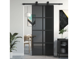 Porta Deslizante 90x205 Cm Vidro Temperado E Alumínio Preto