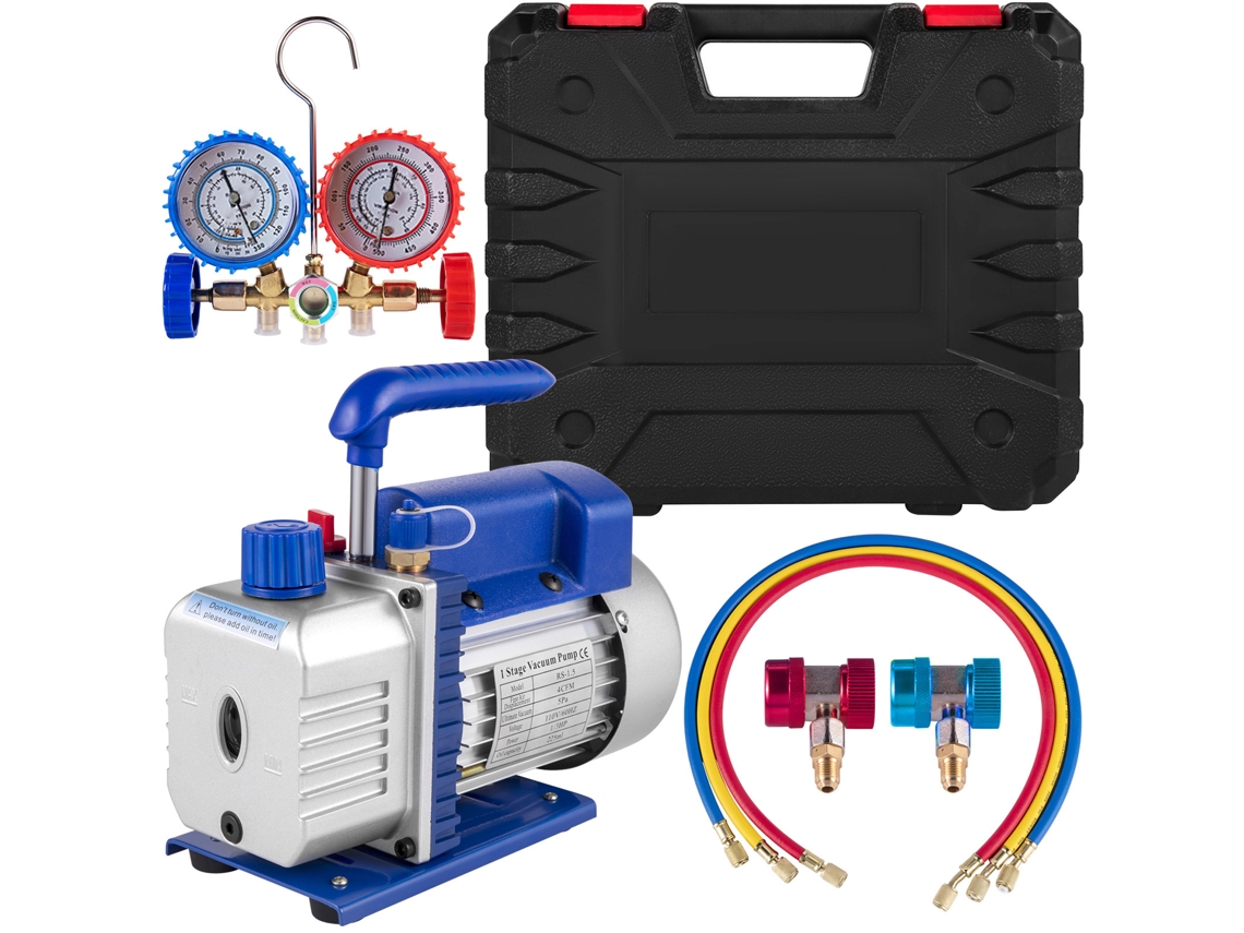 Bomba De Vácuo Para Ar Condicionado Succebuy 4cfm 1/3hp Com 1 Válvula De A/c E Manómetro