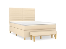 Cama com Molas/colchão 140x200 Cm Tecido Cor Creme MAISON EXCLUSIVE