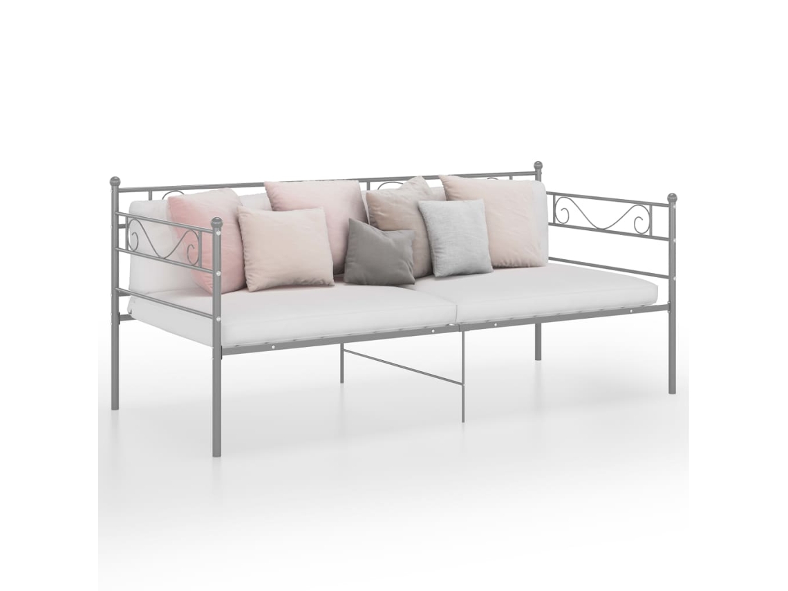 Vidaxl Sofá-cama 90x200 Cm Metal Cinzento