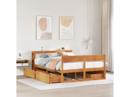 Vidaxl Cama Sem Colchão 120x200 Cm Madeira Pinho Maciça Castanho-mel