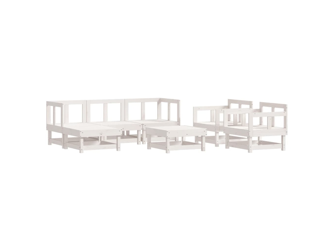 Conjunto 7 lounge de jardim VIDAXL pinho maciço branco (61 x 61 x 62 cm)