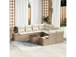 Vidaxl Conjunto De Sofá De Jardim 9 Unid. Bege Rattan Sintético