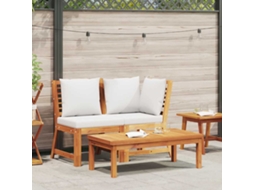 Vidaxl 3 Pcs Conjunto Lounge Jardim C/ Almofadões Cor Creme Acácia