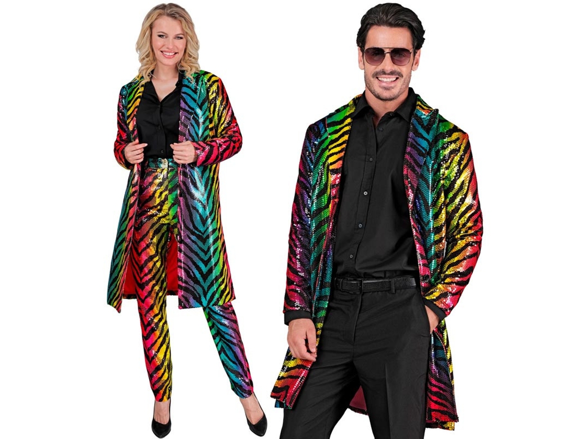 Fantasia ou Casaco Fashion Party estampa animal multicolorida para adulto