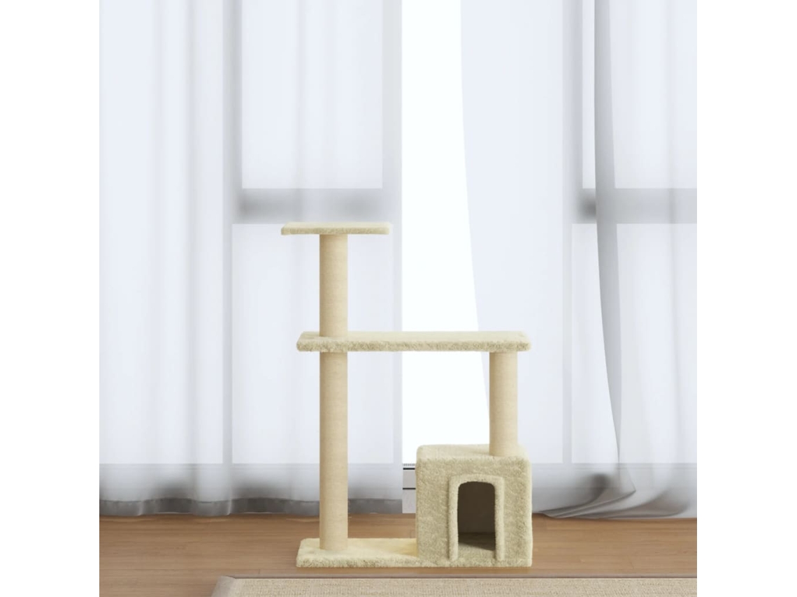 Vidaxl Árvore C/ Postes Arranhadores Sisal 70 Cm Cor Creme