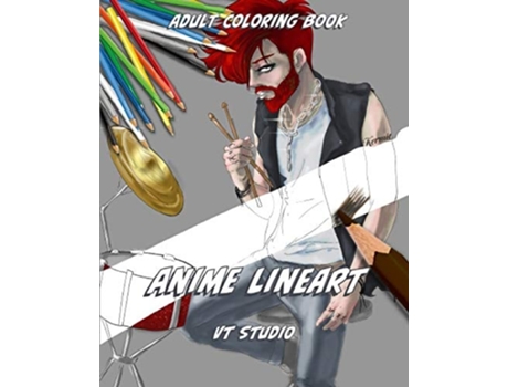 Livro Anime Lineart Adult Coloring Book De Victoria Thibdeau (inglês)