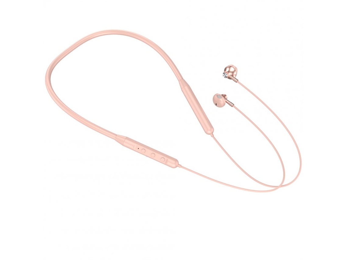Auriculares Bluetooth Sem Fio Pendurado no Pescoço 5.2 Tipo Estéreo com Redução de Ruído com Microfone Gb12 Rosa