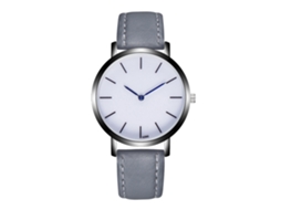 Relógio de quartzo unissex Zhoulianfa, moderno e casual, com pulseira de couro cinza.