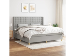 Vidaxl Cama Com Molas/colchão 200x200 Cm Tecido Cinza-claro