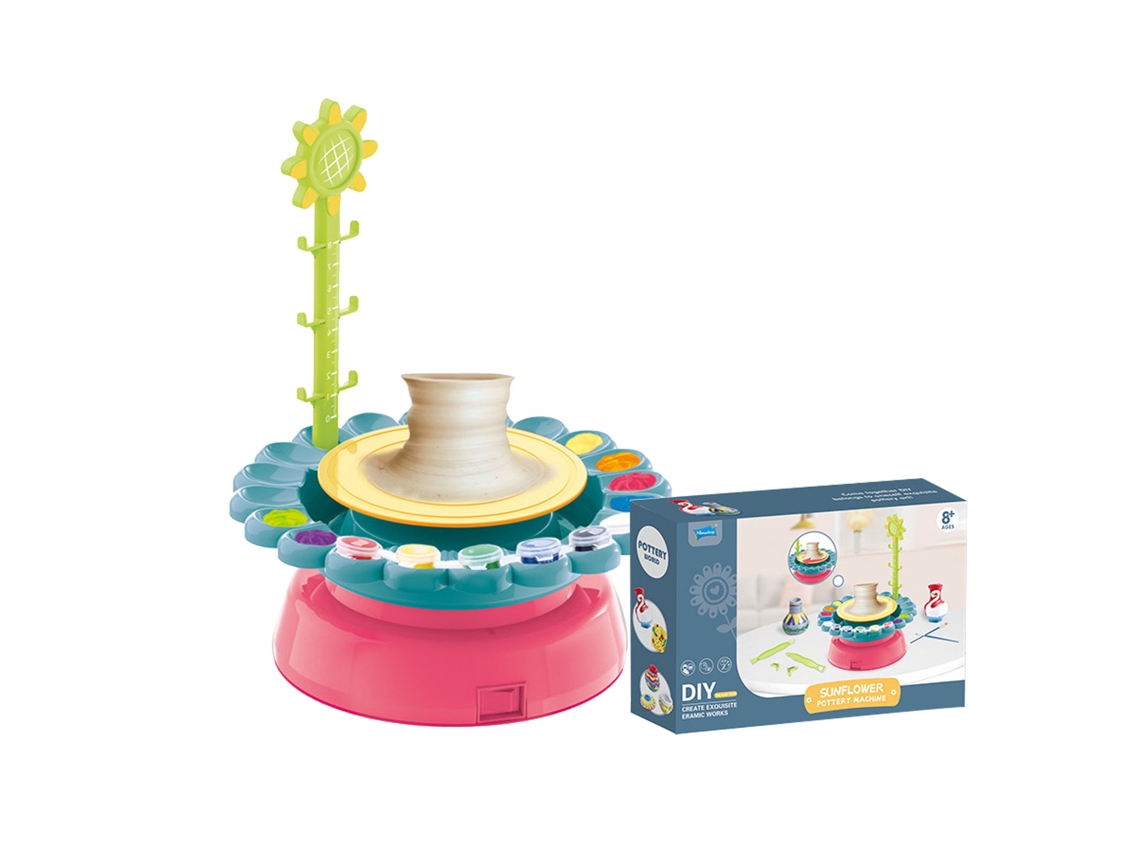 Kit Roda De Cerâmica Infantil Diy Com Massa E Ferramentas Educativo Brinquedo Criativo
