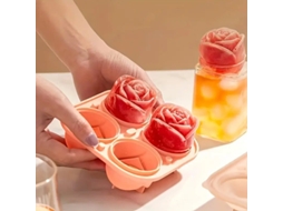 Forma De Gelo Com 4 Compartimentos, Formato De Rosa, Multifuncional Para Gelo, Chocolate E Gelatina De Laranja