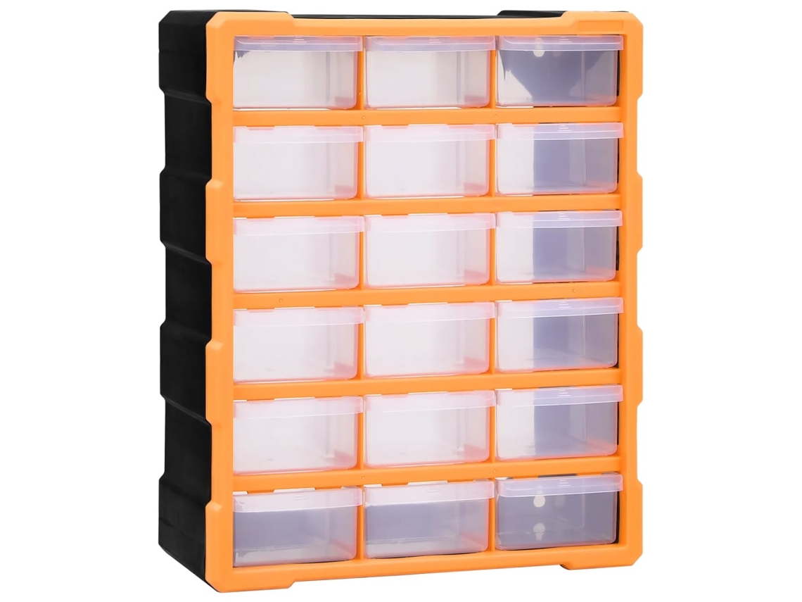 vidaXL Caixa organizadora com 18 gavetas médias 38x16x47 cm