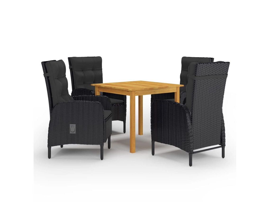 Vidaxl 5 Pcs Conjunto De Jantar Para Jardim Preto