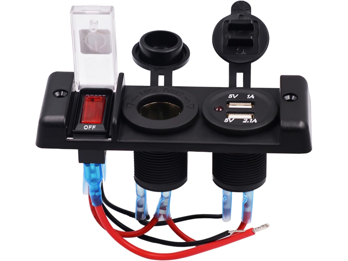Adaptador Veicular À Prova D'água Com Duas Portas Usb, Plugue Para Isqueiro E Painel De Carregamento Para Barcos.