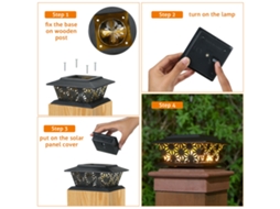 Luminárias solares para postes Tomshine 2026, branco quente, à prova d'água IP65, para postes de madeira de 3,5 x 3,5 polegadas + decoração externa (pacote com 2)