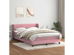 Cama Box Spring Com Colchão 160x210 Cm Veludo Rosa