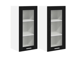 Conjunto de 2 Armários Suspensos com Porta Carvalho Preto e MAISON EXCLUSIVE 40x31x80 cm