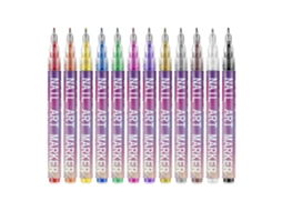 Conjunto de Latas de Tinta Acrílica para Nail Art (12 Núcleos) – 0,5 Mm Ponta Fina Para Desenhos E Detalhes À Mão Livre