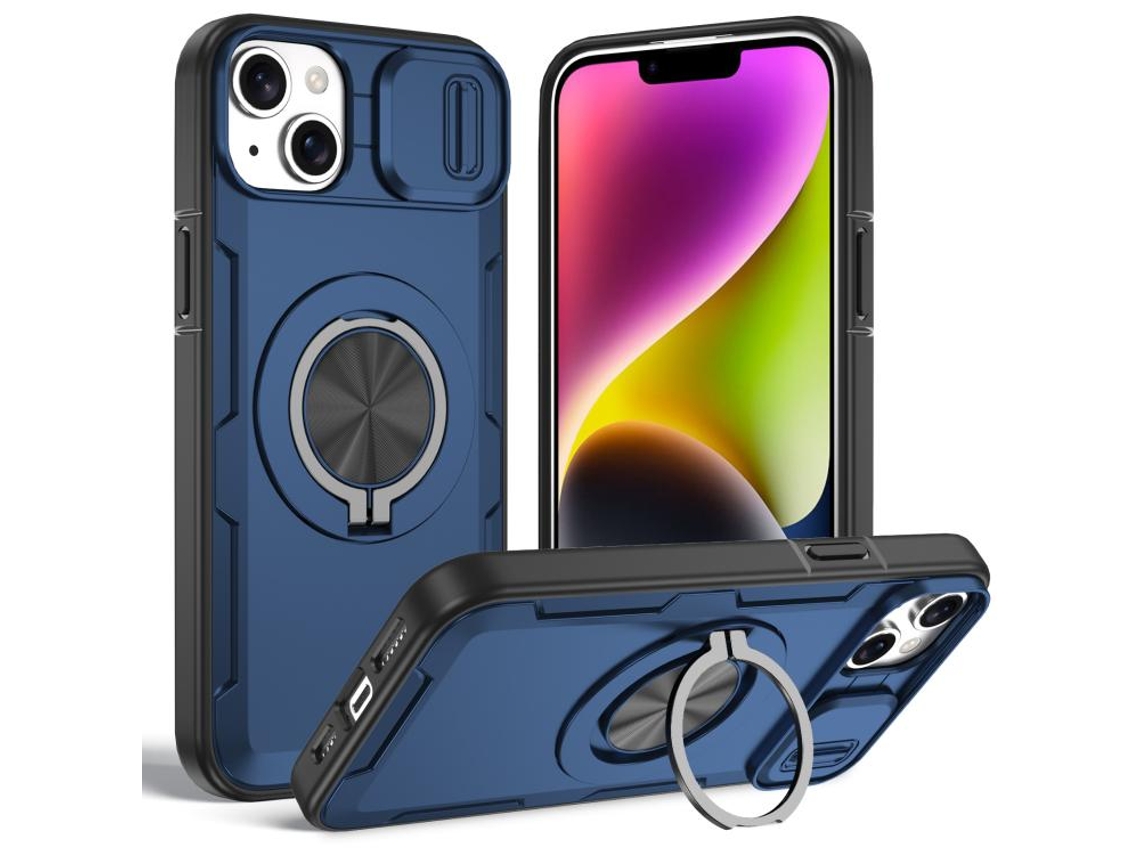 Capa Zruxe Compativel Com Iphone 14 Plus (magsafe - Suporte Giratorio - Azul)