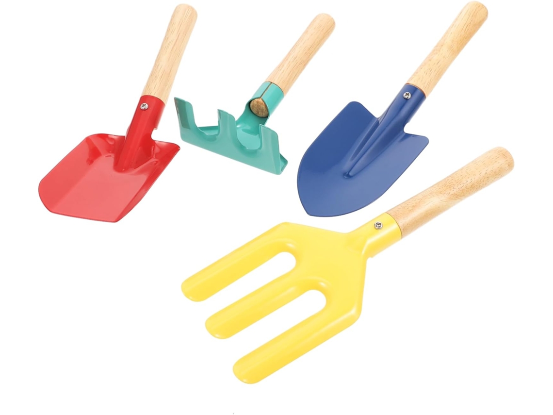 Topbathy Conjunto de 1 Ferramenta Jardinagem para Meninos e Meninas com Pá, Enxada, Ancinho Garfo Dedo Plantar