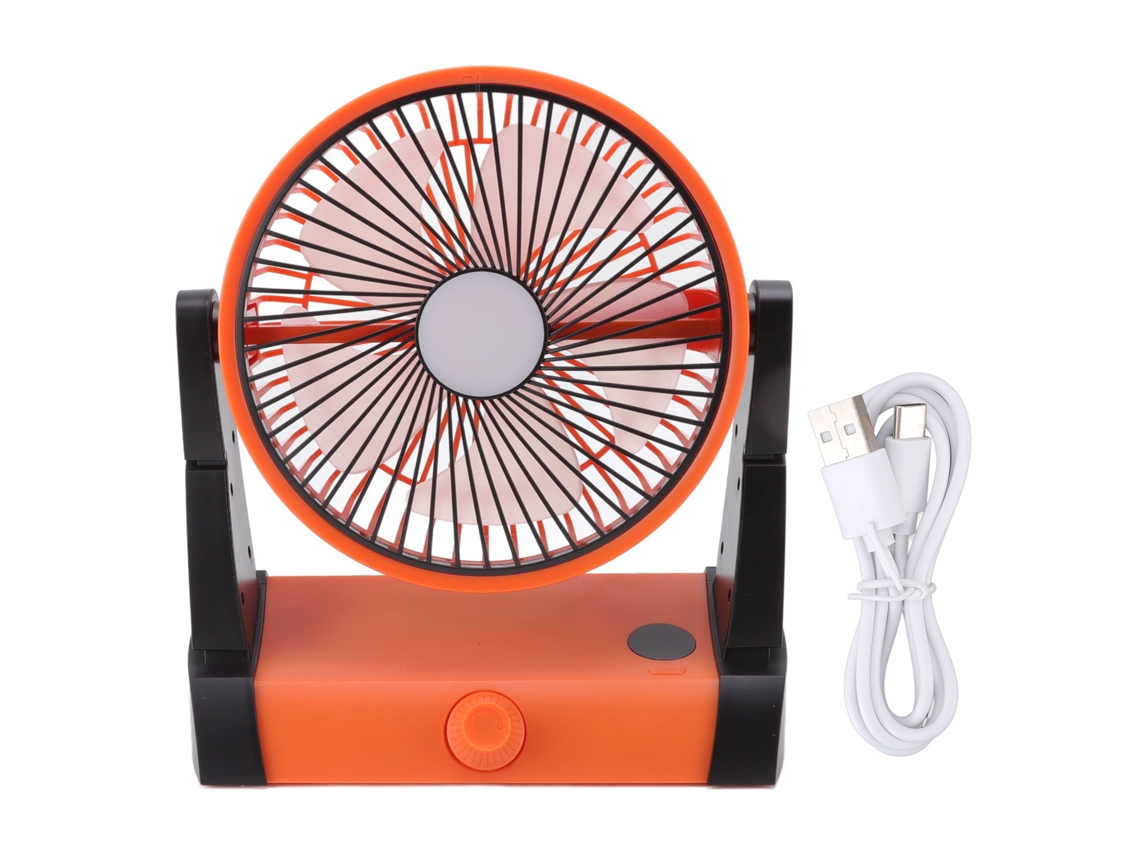 2026zentro-ventilador De Mesa Pequeno Usb Recarregável 5000mah 2 Níveis Led Silencioso Portátil Laranja