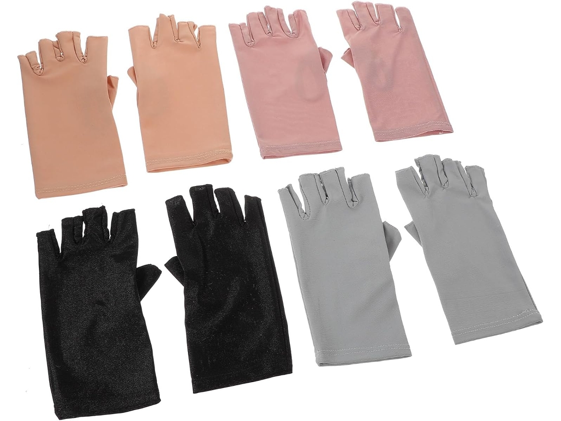Luvas De Manicure Com Proteção Uv, Meio Dedo, Pacote Com 4 Pares Em Elastano.