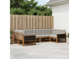 Vidaxl Conjunto De Sofás Para Exterior 6 Pcs Natural E Cinzento-claro