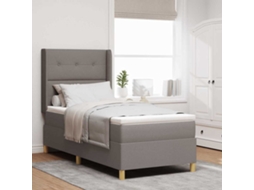 Vidaxl Cama Box com Fitas Led Cinzento acastanhado 90 X 190 Cm Tecido