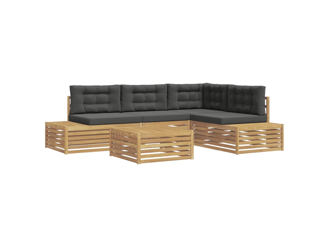 Maison Exclusive - 6 Unid. Conjunto De Sofás Para Exterior Poliéster Branco