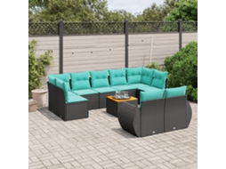 Conjunto de Sofá de Jardim com 12 Peças e Almofadas em Rattan Sintético Cinza VIDAXL