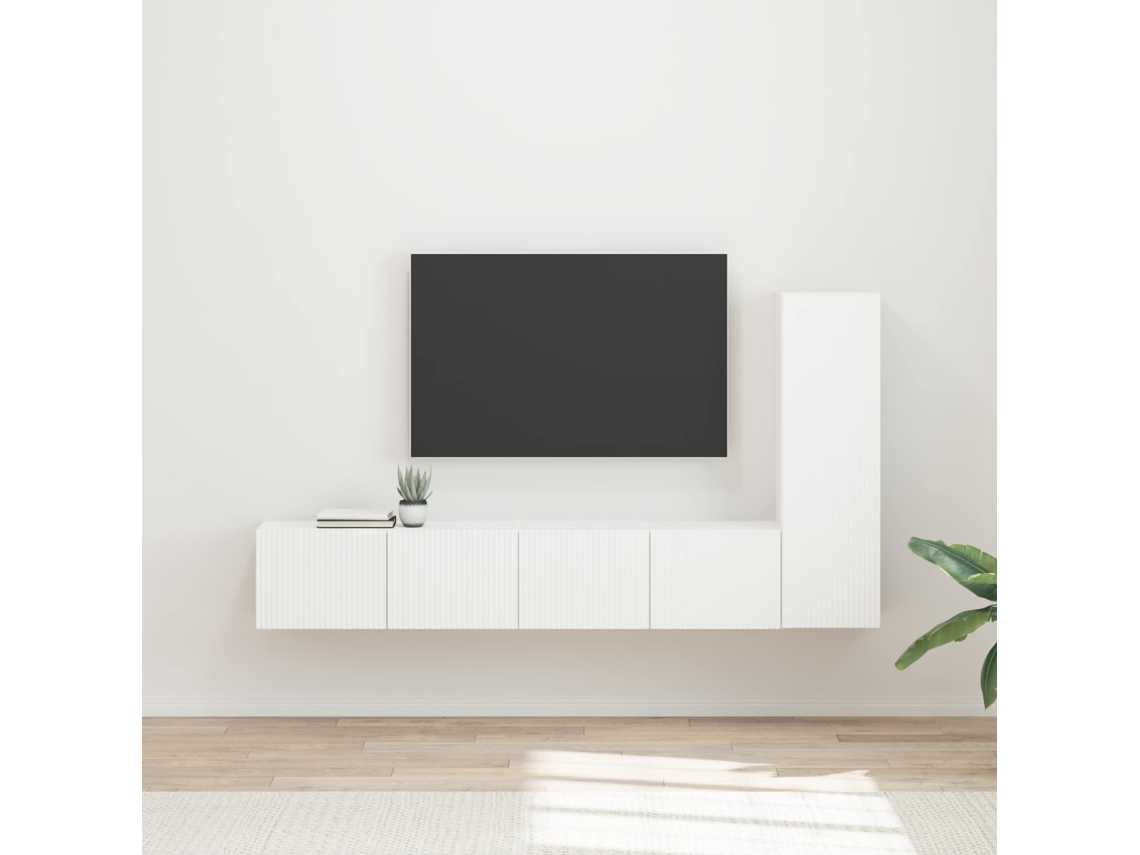 Vidaxl Conjunto de Móvel de Tv 3 Pcs Branco Madeira Processada