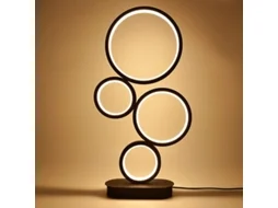 Luminária De Mesa Led Moderna Preta, Cabeceira Em Alumínio Formato Anel Para Quarto, Sala Estar E Escritório, Com 3 Cores Regulagem Intensidade clas