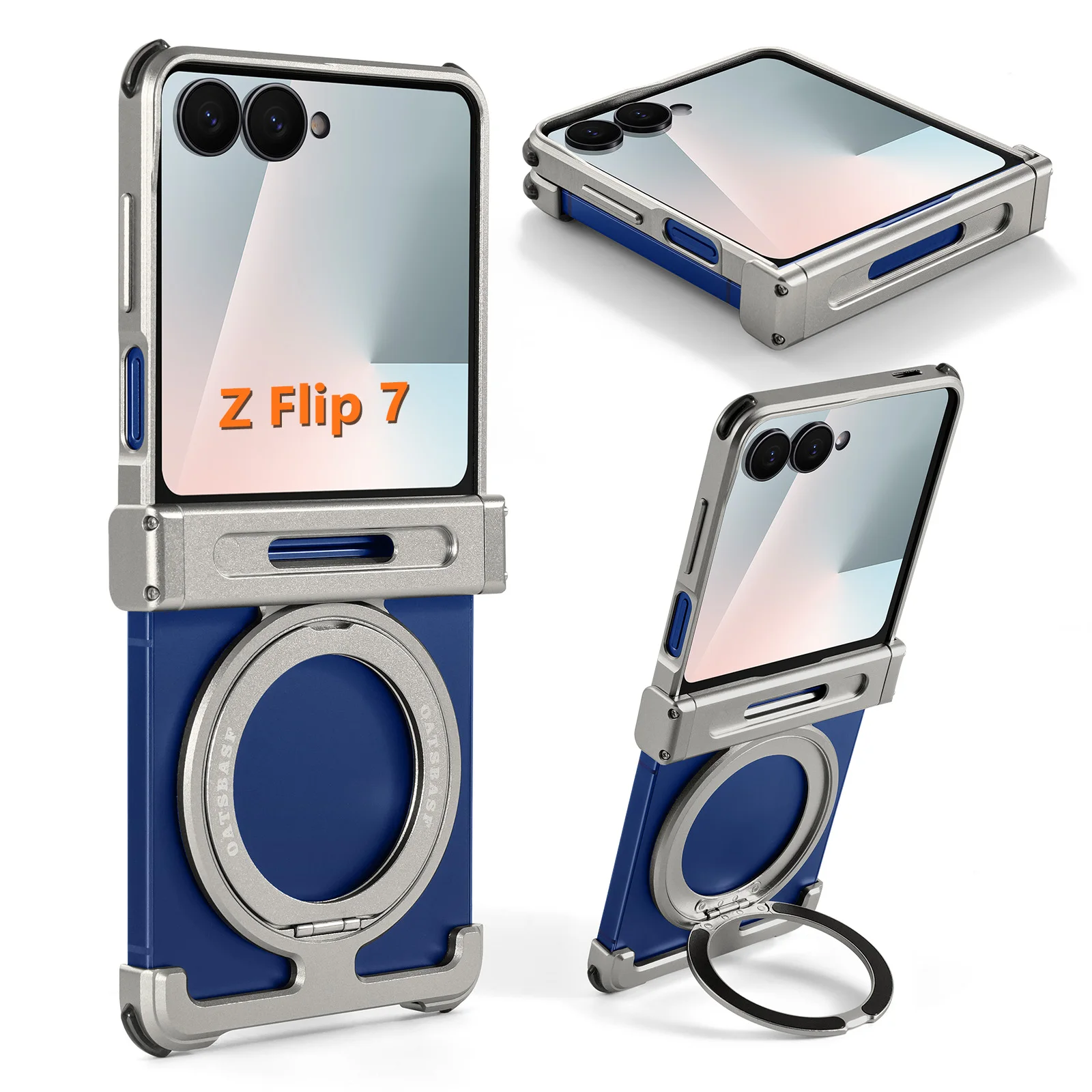 Capa Para Celular (titanium Galaxy Z Flip7), Compatível Com Magsafe, Com Suporte Magnético Giratório De 360°