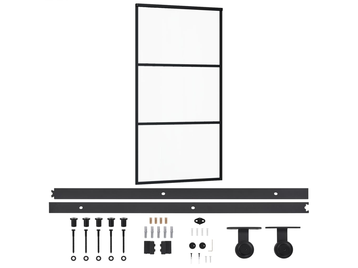 Sliding Door, Sliding Doors Vidaxl Preto Alumínio (102 X 205 Cm (trilho Deslizante De 200 Cm))