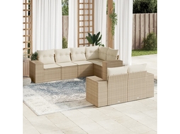 Vidaxl 7 Pcs Conjunto de Sofás P/ Jardim com Almofadões Vime Pe Bege