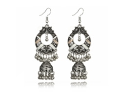 Brincos Vintage Liga Bohemian Com Pingentes Longos Campainhas Brancos