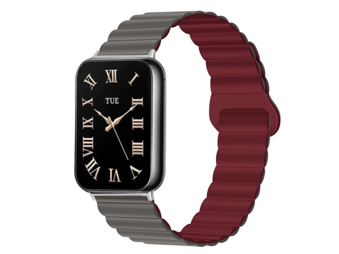 Bracelete Xiaomi Band 9 Pro / 8 Pro Silicone Magnético Reversível Cinza + Vinho XIAOMOYU